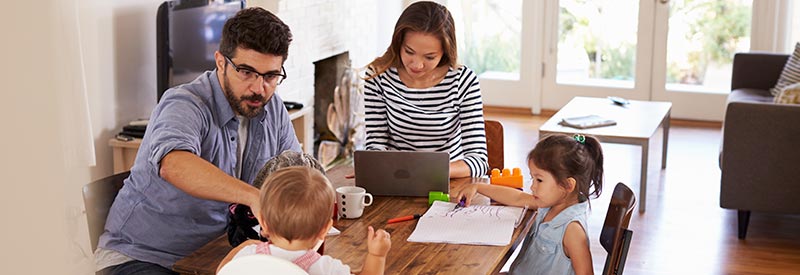 family researching their first home purchase